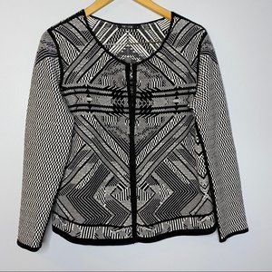 NIC+ZOE Zig-Zag Checkered Geometric Cardigan